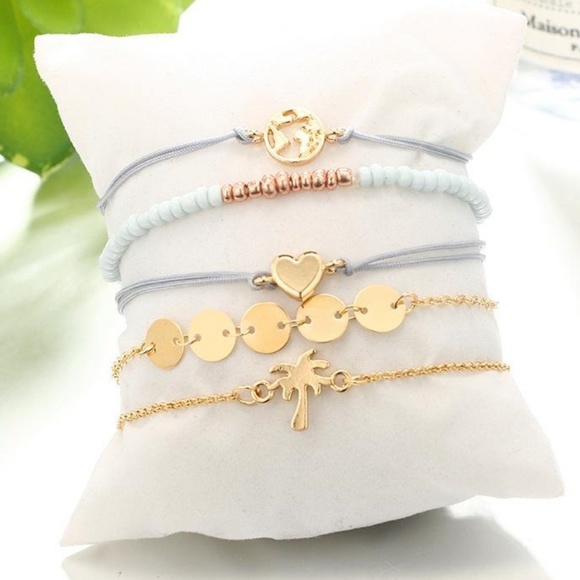 LiveChicStyle Jewelry - Boho Palm Bracelet Set of 5